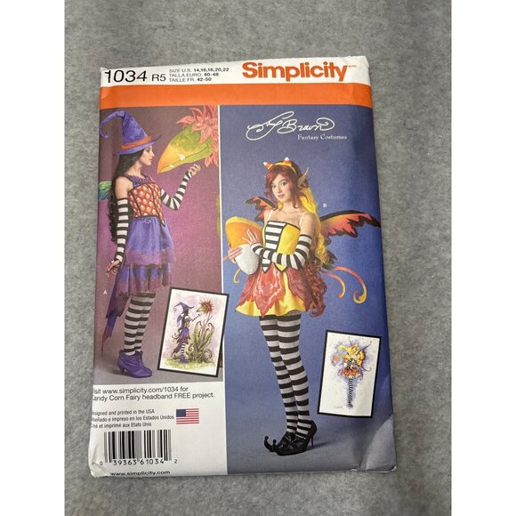 Simplicity 1034 Size 14 16 18 20 22 Candy Corn Fairy Costume Sewing Pattern Uncu - Picture 5 of 5